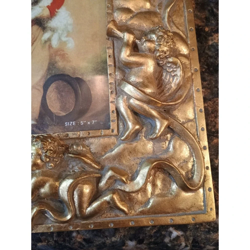 Vintage Gold Ornate Cherub Resin Picture Frame 5